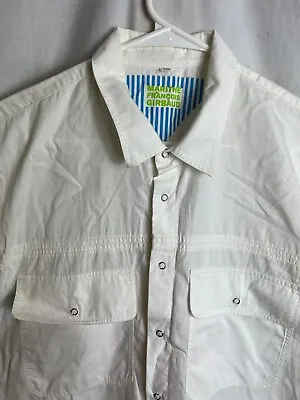 Marithe Francois Girbaud White Button Up Snap S/S Men M Size 48 Italy Pockets • $18.86