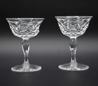 $37.50 • Buy (2) Val St Lambert Belgian Cut Crystal Belvedere Diamond 4  Cordial Glasses