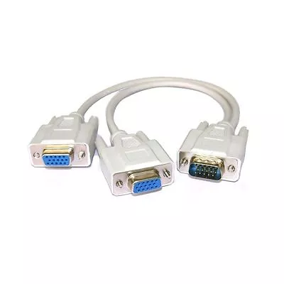 1 PC TO 2 MONITOR VGA Male To 2 Dual VGA Female Y Adapter Splitter Cable  • $5.29