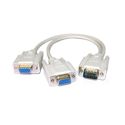 VGA SVGA 1 PC TO 2 MONITOR Male To 2 Dual Female Y Adapter Splitter Cable 15 PIN • $5.29