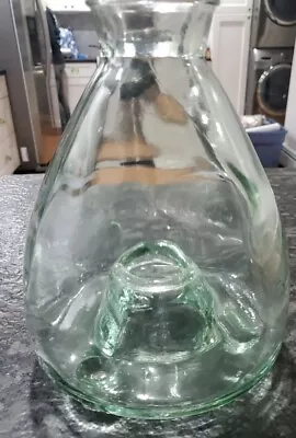 Vintage Seeded Glass Fly Wasp Trap Catcher Bottle Footed Base 9.25 Tall 7 Wide • $12.60