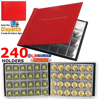 240 Coin Album Penny Money Storage Book Case Folder Holder Collecting Collection • £4.61