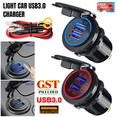 NEW Car Dual USB 12V-24V Charger Quick Charge QC 3.0 Socket Power Outlet • $17.18