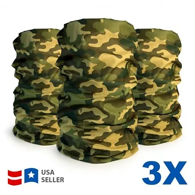 LOT OF 3 Bandanna Head Face Mask Neck Gaiter Camo Tube Bandana Camouflage • $8.99