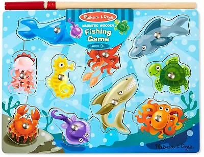 Melissa & Doug Magnetic Wooden Puzzle Game 10pcs-Fishing • $17.66
