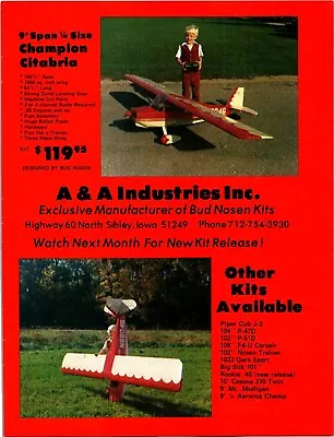 Champion Citabria RC Airplane Vintage Print Ad Wall Art Decor Bud Nosen • $17.99