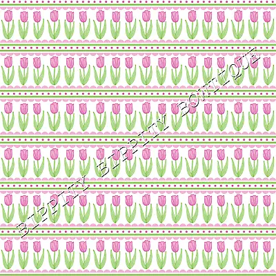 Spring  Tulips & Daffodils  Printed Fabric Sheet...hair Bows Glitter Exclusive • £2.20