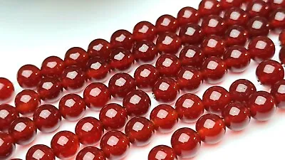 £4.28 • Buy Red Carnelian Agate Gemstone Beads Ball Round Strand 38 Cm Ø 6 Mm 