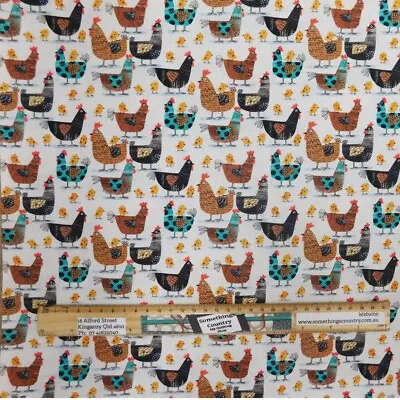 Patchwork Quilting Sewing Fabric On The Farm Hens 50x55cm FQ • $9.50