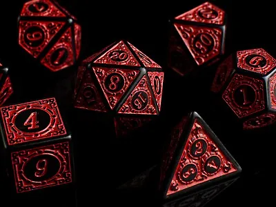 Crimson Runes Dice Set - Red & Black Runic Design For Dungeons & Dragons - DnD • $9.49