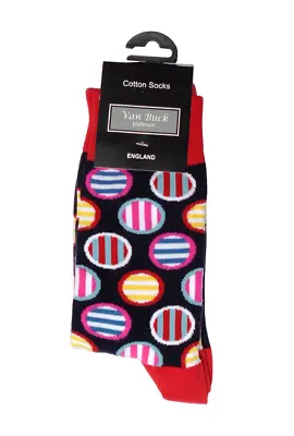 Van Buck Of England Stunning Handmade Multicolor 'striped Spot' Socks Freepost • $34.95
