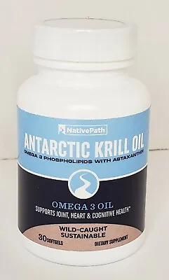 $34.99 • Buy NativePath Antarctic Krill Oil 30 CT Wild Caught Sustainable Omega-3 Fatty Acids