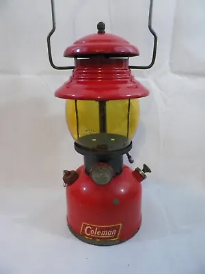 1952 Red Coleman Lantern Model 200A Single Mantle 2/52 Wichita KS Yellow Globe • $149.99