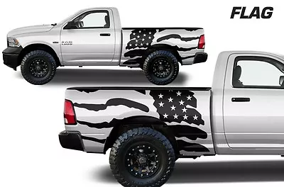 Vinyl Graphics Decal FLAG Wrap Kit For Dodge Ram Truck 09-2018 6.5 BED BLACK • $74.95