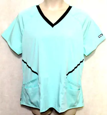 Grey's Anatomy IMPACT Scrub Top Womens Size XL Green Short Sleeves Nurse Medical • $11.69