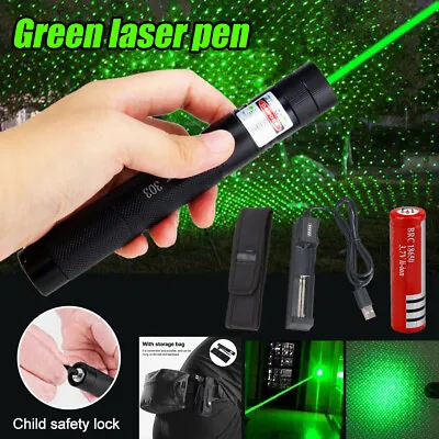 2000Miles Strong Beam Green Laser Pointer Pen 532nm Torch Rechargeable & Holster • £9.99