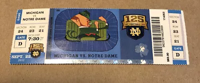 2012 Michigan Wolverines Vs Notre Dame Fighting Irish Football Ticket Crease • $11.99