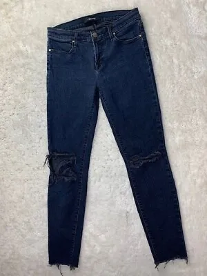 J Brand Size 28 Womens Jeans Blue Mercy Cropped Skinny Distress Raw Hem • $17.99