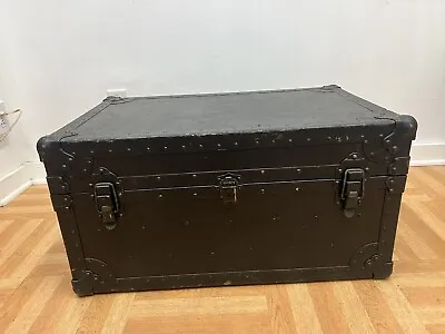 Vintage Military Storage Chest Trunk Coffee Table Box Wwii US Foot Locker Black • $125
