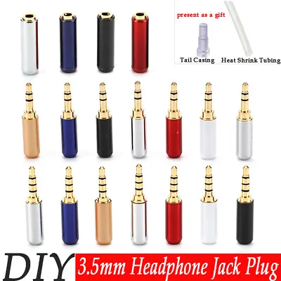 3.5mm Male Female Stereo Audio Jack Plug 3 & 4 Pole DIY Solder Headphone Repair • £2.10