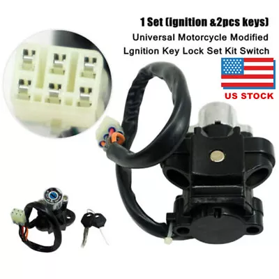 Universal Motorcycle Aluminum Modified Ignition With 2X Key Lock Set Kit Switch • $23.39