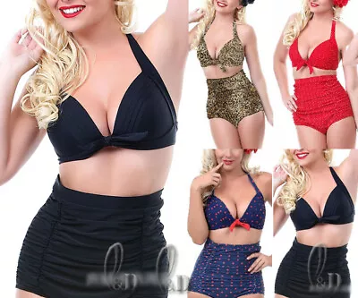 AU SELLER Vintage High Waist Padded Bikini Set Swimwear Swimsuit Sw042 • $29.99