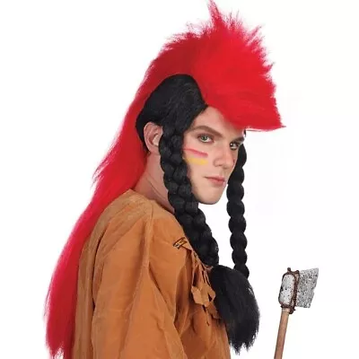 Super Mohawk Wig With Braids Native Men Costume Accessories Tribal Men • $12.99
