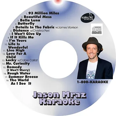 CUSTOM KARAOKE JASON MRAZ 18 GREAT SONG Cdg CD+G HARD-TO-FIND REMEDY LUCKY MORE • $39.95