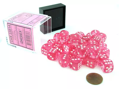 Chessex  Translucent 12mm D6 Pink/white Dice Block™ (36 Dice) • $18.90