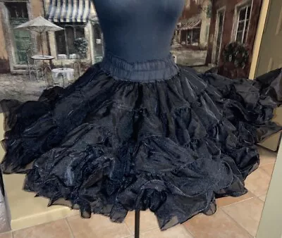 Vintage Very Full Crinoline Petticoat Skirt Rockabilly Dance  3 Layer Black M-L • $39.99