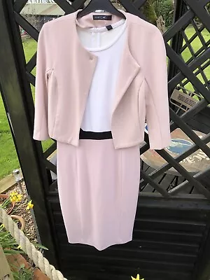 Marc Cain Pencil Dress With Jacket Size N1 N2 Uk 8-10 Races Wedding Work Ex Con • £55