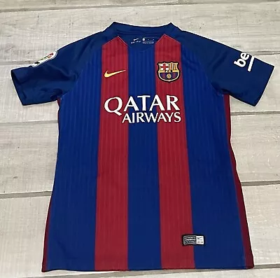 Nike Dri-Fit FC Barcelona Home Striped Football Soccer Jersey Sz M • $27