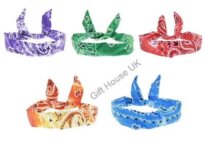 £5.45 • Buy Wire Headband  Acid Wash Tie-Dye Paisley Summer Retro Scarf Twisted Hair Band UK