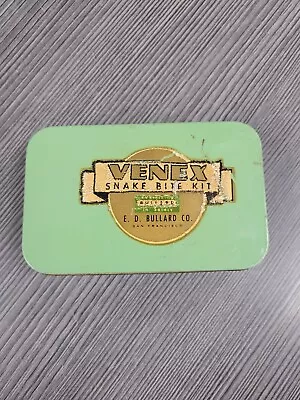 Vintage VENEX SNAKE BITE KIT W CONTENTS INSTRUCTIONS BULLARD ART DECO MINT GREEN • $21.48