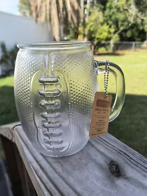  The Beer Den 36 Oz Clear Glass Football Beer Mug With Handle Brand New • $13