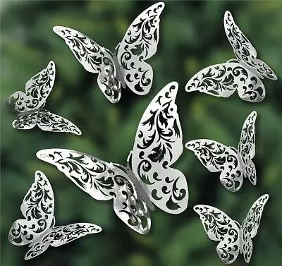 3d Butterfly Decorations Rose Gold Silver Gold Wall Sticker Art Decal Home Decor • £2.49
