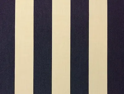 $15.99 • Buy Sunbrella Canvas Stripe Navy Blue Vellum Outdoor Furniture Fabric By Yard 54  W