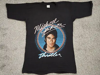 Vintage Michael Jackson Thriller T Shirt 1980`s Single Stitch Tag Size L • $74.99