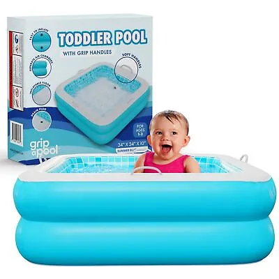 Inflatable Baby Pool With Blow Up Padded Floor Grip Handle Bars And Drain - ... • $44.85