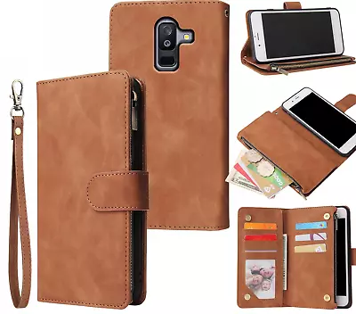 Galaxy J8 2018 Suede Wallet Case Multifunction 6 Cards & Zipper • $13.90