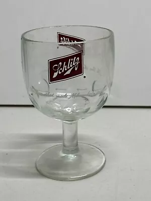 Schlitz Beer Vintage  Thumbprint  Stemmed 6  Goblet Drinks Glass • $11.69