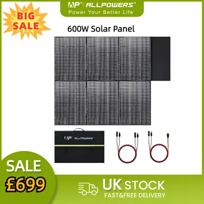 ALLPOWERS 600W Foldable Solar Panel Monocrystalline Waterproof IP67 For Outdoor • £699