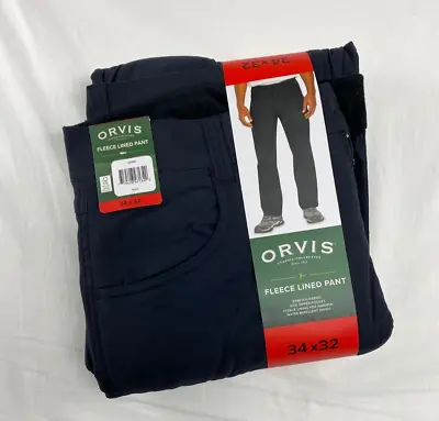 Orvis Men’s Fleece Lined Pant Stretch Pants Water Repellent Black 34x32 NWT • $33.75
