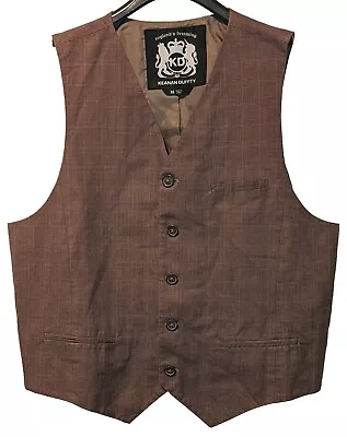 England’s Dreaming Keanan Duffty Men's Vest Size XL Brown Plaid Pockets Lined • $24.95