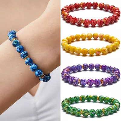 Fashion 8mm Acrylic Beaded Bracelet Rope Chain Bracelet Women Men Jewelry Gift • $1.37