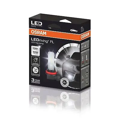 OSRAM 6000K Cool White H8 H11 H16 LED Foglight Bulbs Fog Lamps Retrofit 67219CW • $55.52