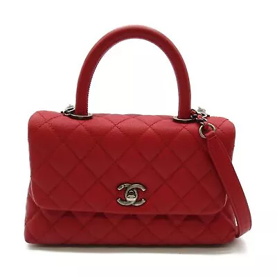 CHANEL Coco Handle 2way Hand Shoulder Bag Caviar Leather Red SHW Used Women CC • $9519.64