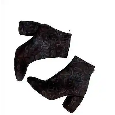 Anthropologie ETHEM Brown Sequin Block Heeled Boots 9US • $45