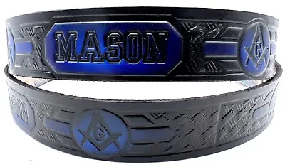 Masons Masonic Embossed Genuine Cowhide Leather Belt Size 26-48 Usa Made • $34.99