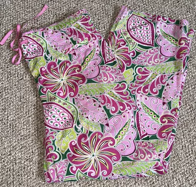 $16.99 • Buy EUC Vera Bradley Pinwheel Pink Pajama Pants Cotton Wide Leg PJs LARGE